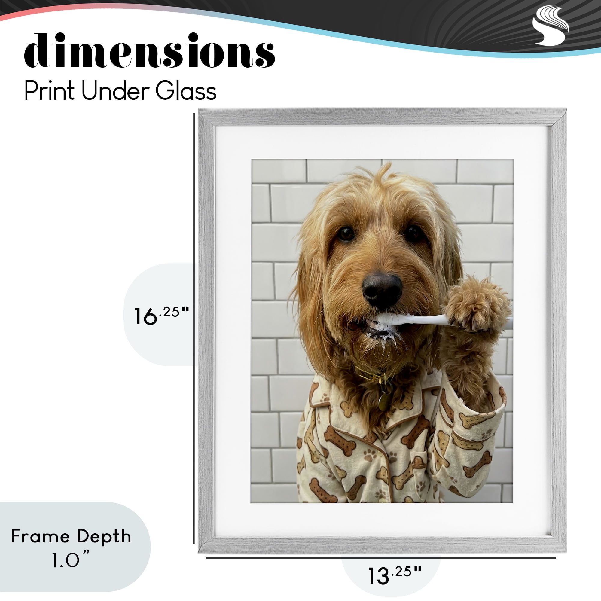 Stupell Industries Realistic Dog Brushing Teeth Gray Framed Print Under Glass, design by Abigail Walker