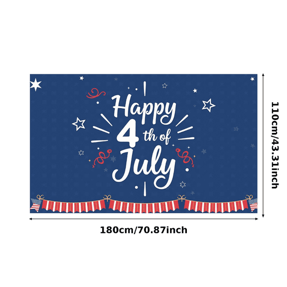 Patriotic Design Happy 4th of July Banner Decorative Pattern Stars and Stripes Celebration Flag for Independence Day Party Outdoor Event Home Decor
