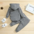 thumbnail image 5 of Scyoekwg Girls Clothes Infant Newborn Toddler Girls Baby Boys Sports Sets Fashion Cute Solid Color Long Sleeve Hooded Romper Drawstring Pants Suit Gray0 Months, 5 of 8