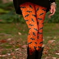 thumbnail image 2 of Tummy Control Leggings for Women Bat Dot Printed High Waist Athletic Tights Yoga Pants,Orange,M, 2 of 5