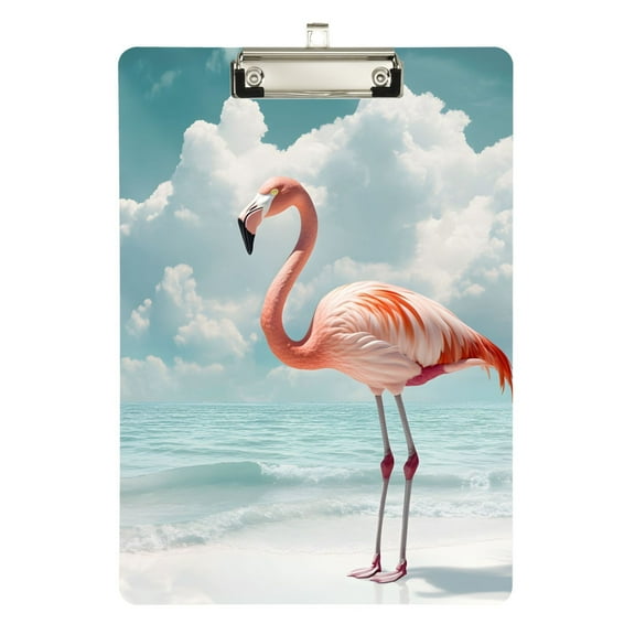 ALAZA Plastic Clipboard A4 Letter Size Decorative Clipboards for Students Women Men 9" x 12.5" Flamingo Sea View