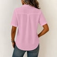 thumbnail image 6 of hoksml Women's Crinkle Button Down Shirt, Short Sleeve Collared Blouse, Casual Loose Fit Top for Daily and Office Wear, 6 of 6