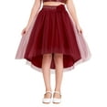 thumbnail image 1 of Sinleey Kids Girls Sparkly Irregular Hem Tulle Skirt Rhinestone Flower Decor Tutu Skirt for Pageant Prom Party Burgundy 16, 1 of 7