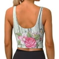 thumbnail image 3 of Haiem Vintage Wood with Floral Pattern Womens Sports Bra - U Neck Padded Low Impact Yoga Bra Workout Crop Top Gym Moisture-Wicking Workout Vest -XX-Large, 3 of 9