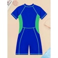 thumbnail image 4 of iixpin Unisex Boys Girls Short Sleeve Zip Up One Piece Boyleg Wetsuits Athletic Swimsuits Royal Blue 5-6, 4 of 5