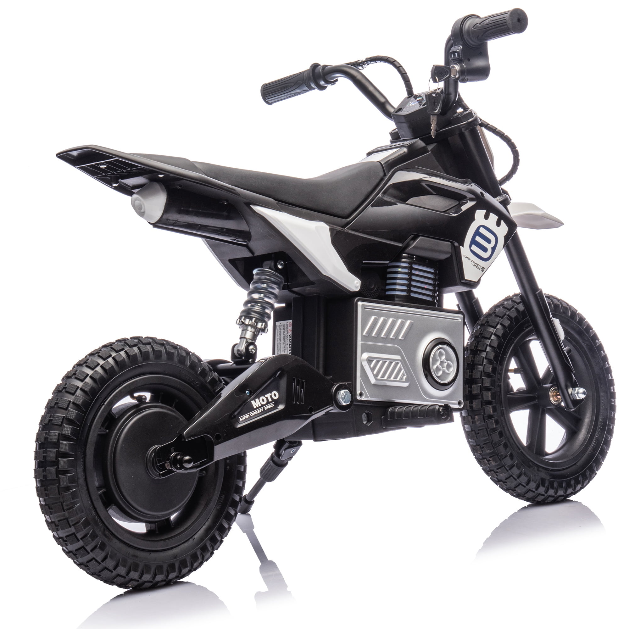 24V Electric Dirt Bike, 200W Powered Electric Ride on Toy with Key Switch, Throttle, Brakes, Bluetooth, Music, Horn, Electric Motorcycle Speed Up to 9.38 MPH, Off Road Motocross for Boys Girls 5-15