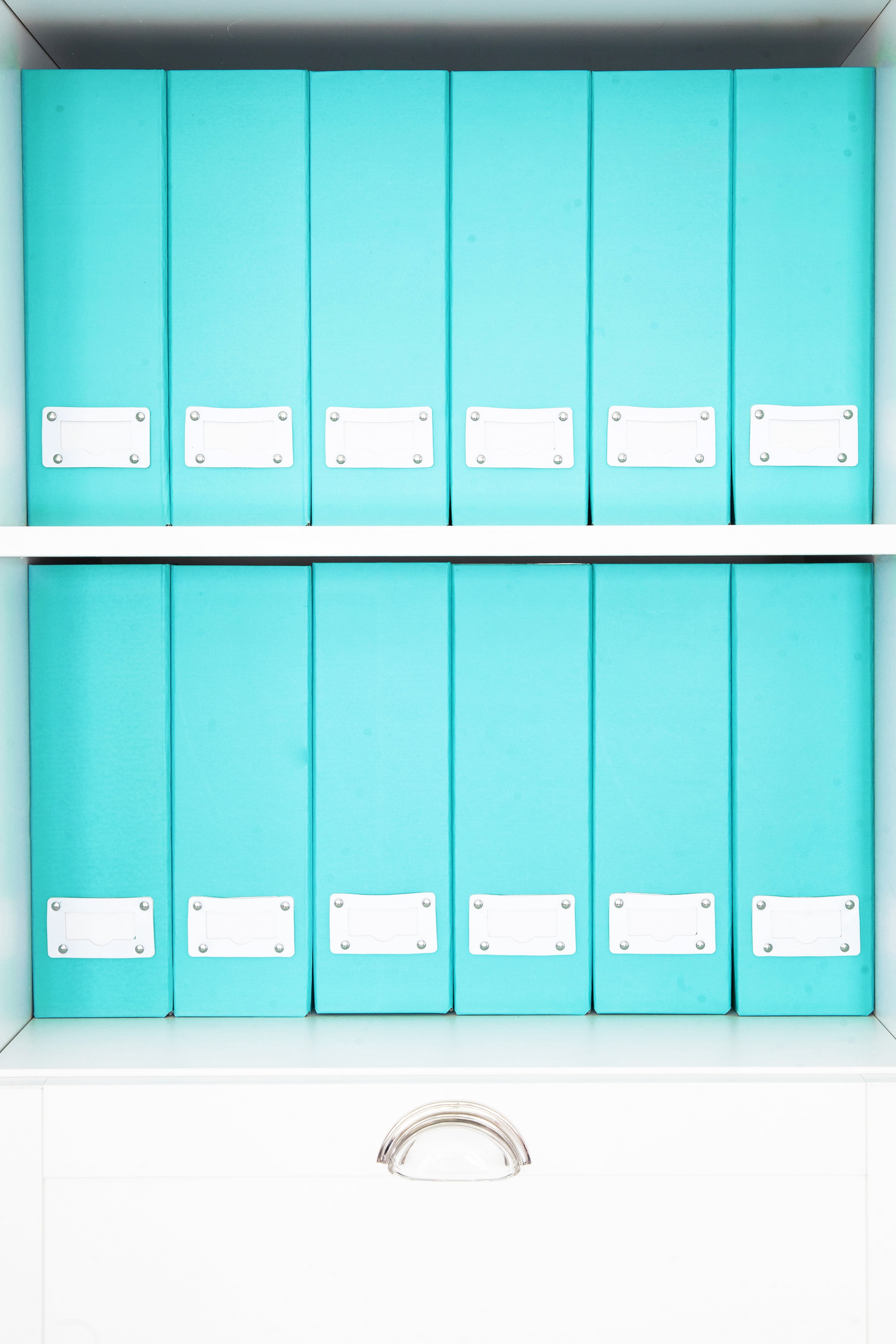 Blu Monaco Foldable Aqua Magazine File Holder with Leather Label Holder â Set of 6 â Cardboard Magazine File Boxes Desk File Organizer