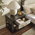 thumbnail image 2 of Morden Fort Wood Nightstand Espresso Finish, Modern Bedside Table with Removable Drawer for Bedroom, Living Room, 2 of 9