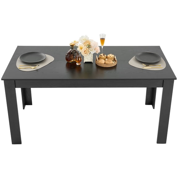 Modern 63-inch Black Rectangle Wood Dining Table for 6, Sturdy Kitchen & Conference Desk for Home Office, Supports 330lbs