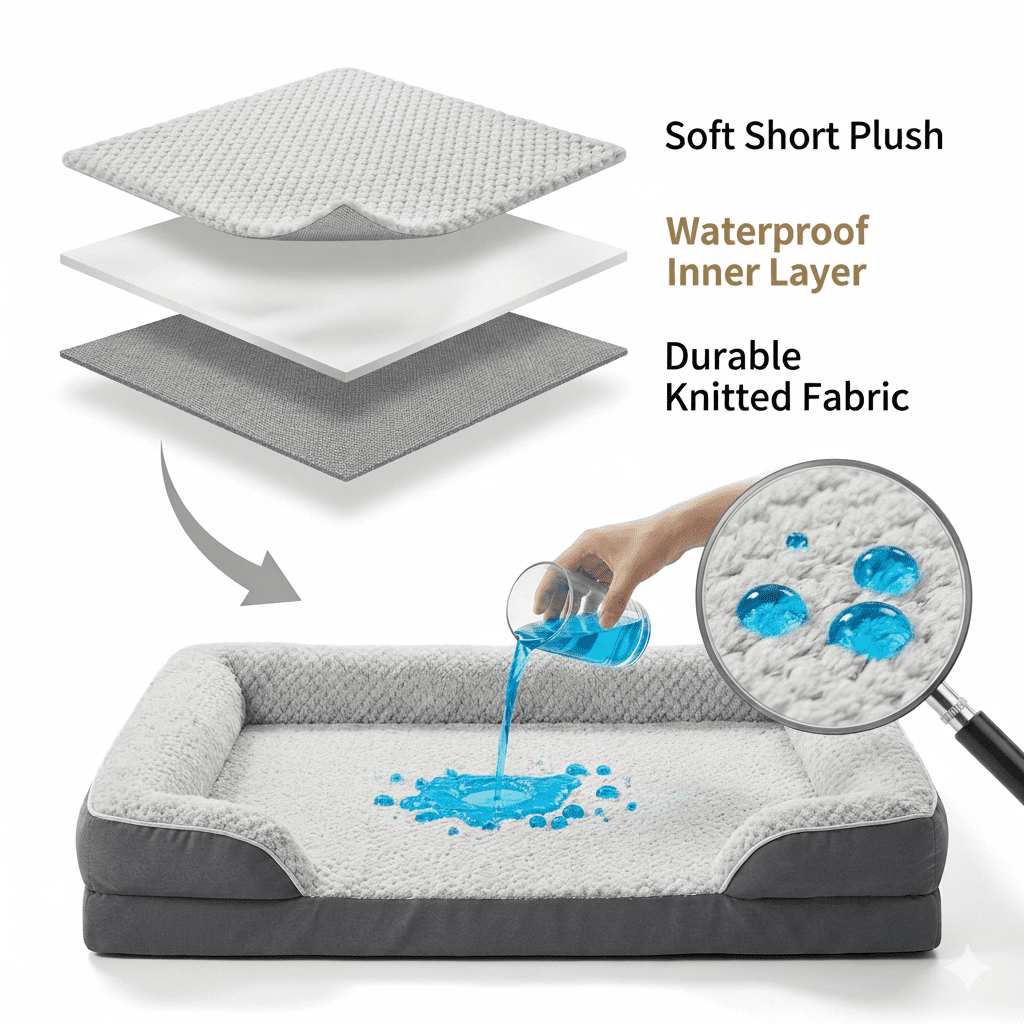 BlissHaven Orthopedic Dog Sofa Bed for Large Dogs with Removable Washable Cover, Waterproof, Non-Slip Bottom, 42" x 30", Gray