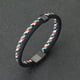 thumbnail image 2 of Pulsera de moda para hombre, brazalete negro de acero inoxidable con hebilla magnética desmontable, brazalete de cuerda bicolor bohemio, pulsera náutica 2024, 2 of 5