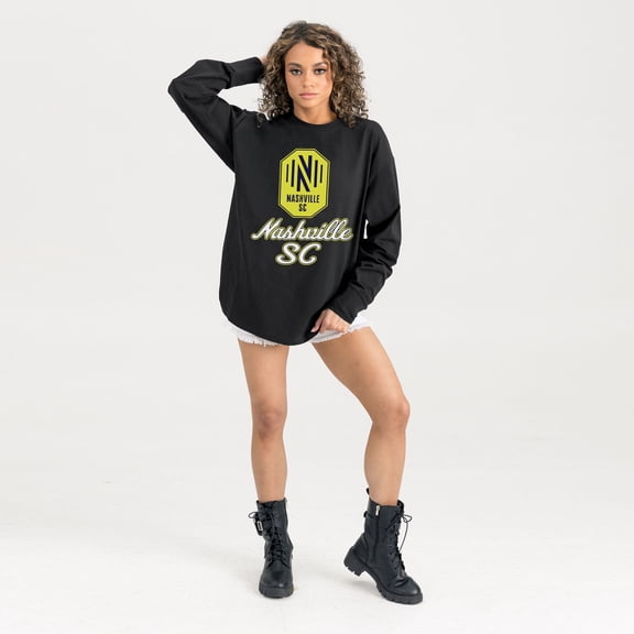 Women's Gameday Couture  Black Nashville SC Oversized Long Sleeve T-Shirt