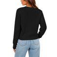 thumbnail image 3 of Women's Bow Tie Front Sweater Long Sleeve Crew Neck Knit Pullover Cardigan, L, 3 of 5