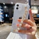 thumbnail image 1 of Funda para iPhone SE con pulsera de perlas suaves y purpurina, a prueba de golpes, para niñas, 1 of 8