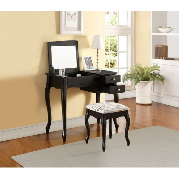 Linon Evie Black Vanity Set