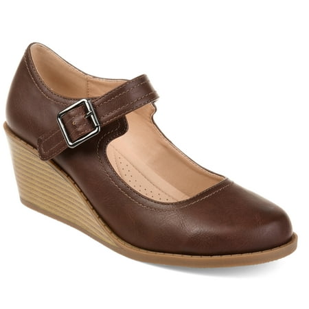 - Brinley Co. Womens Comfort-sole Mary Jane Faux Leather Wedges