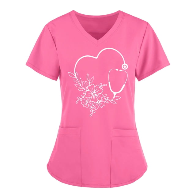 Pompotops Chemisier Ample en Coton à Manches Courtes et Col Rond pour Femmes, Mode Été