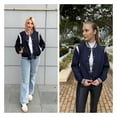 thumbnail image 5 of Zeagoo Women's Varsity Jacket Lightweight Bomber Jackets Spring 2 Pockets Button-up Casual Moto Fashion Baseball Outwear, 5 of 6