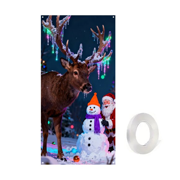 B 35 X 71 Inches Christmas Door Cover Decoration Christmas Door Cover Door Hanging Party Decoration Door Cover Tapestry Polyester Material Style B