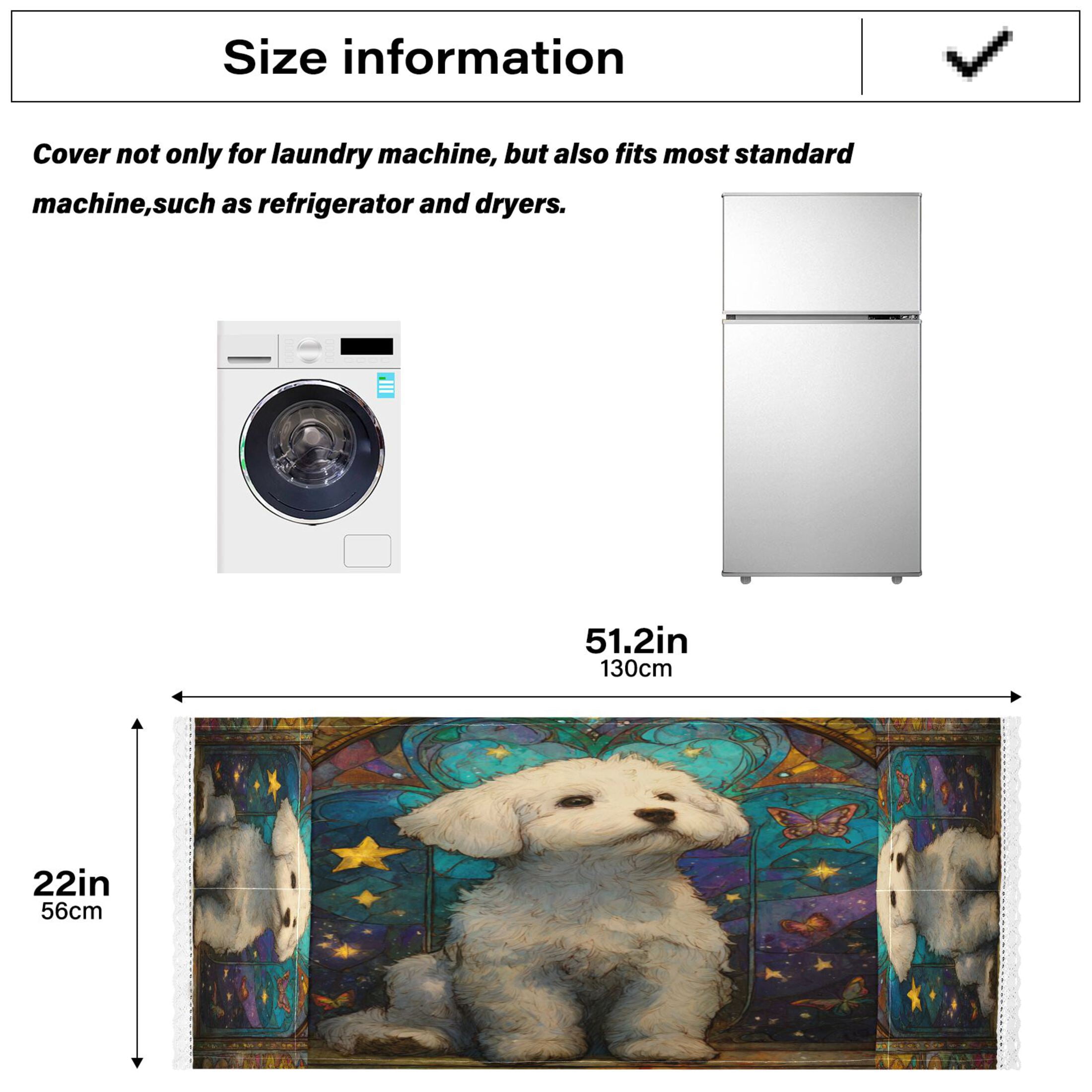 Wobogo White Bichon Frize Puppy Washing Machine Cover Dustproof Washer Dryer Cover Waterproof Laundry Room Decorative Protector