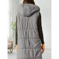 thumbnail image 6 of Women's Hooded Quilted Puffer Vest - Long Sleeveless Winter Jacket with Button Front & Pockets, 6 of 7
