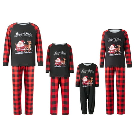 

Christmas Homewear PJs Outfits Family Matching Xmas Santa Elk Printed Pajamas Sets for Dad Mom Kids
