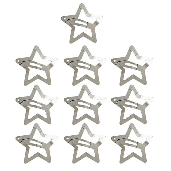 10 PCS Star Barrettes Button Hair Accessories for Women and Girls Non- Silver Metal Barrettes by 2000s Style 10PCS