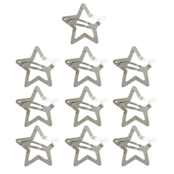 Riforla 10 PCS Star Barrettes Button Barrettes Non Star Hair Accessories Girls Ladies 2000s Silver Metal Barrettes Barrettes Silver