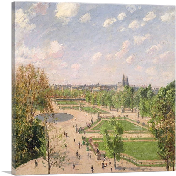 ARTCANVAS The Garden Of The Tuileries On a Spring Morning 1899 Canvas Art Print by Camille Pissarro - Size: 18" x 18" (0.75" Deep)
