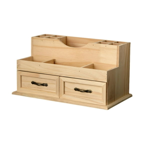 Serenable Wooden Makeup Organizer for Vanity with Drawers Multi Compartments Tabletop Organizer Makeup Box for Bathroom Bedroom Dresser