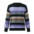 thumbnail image 6 of Charmgo Sweaters for Women, Women's Fashion O-Neck Intermediate Color Long Sleeve Loose Stripe Knit Sweater Knit Sweater for Women, Purple Cardigan Sweaters for Women S, 6 of 7