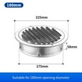 thumbnail image 3 of RichLink Circle Air Vent Grill Cover 70-300Mm Round Stainless Vent Grille Exterior Wall Duct Ventilation Tool Windproof Hood Exhaust Fan,180Mm, 3 of 9
