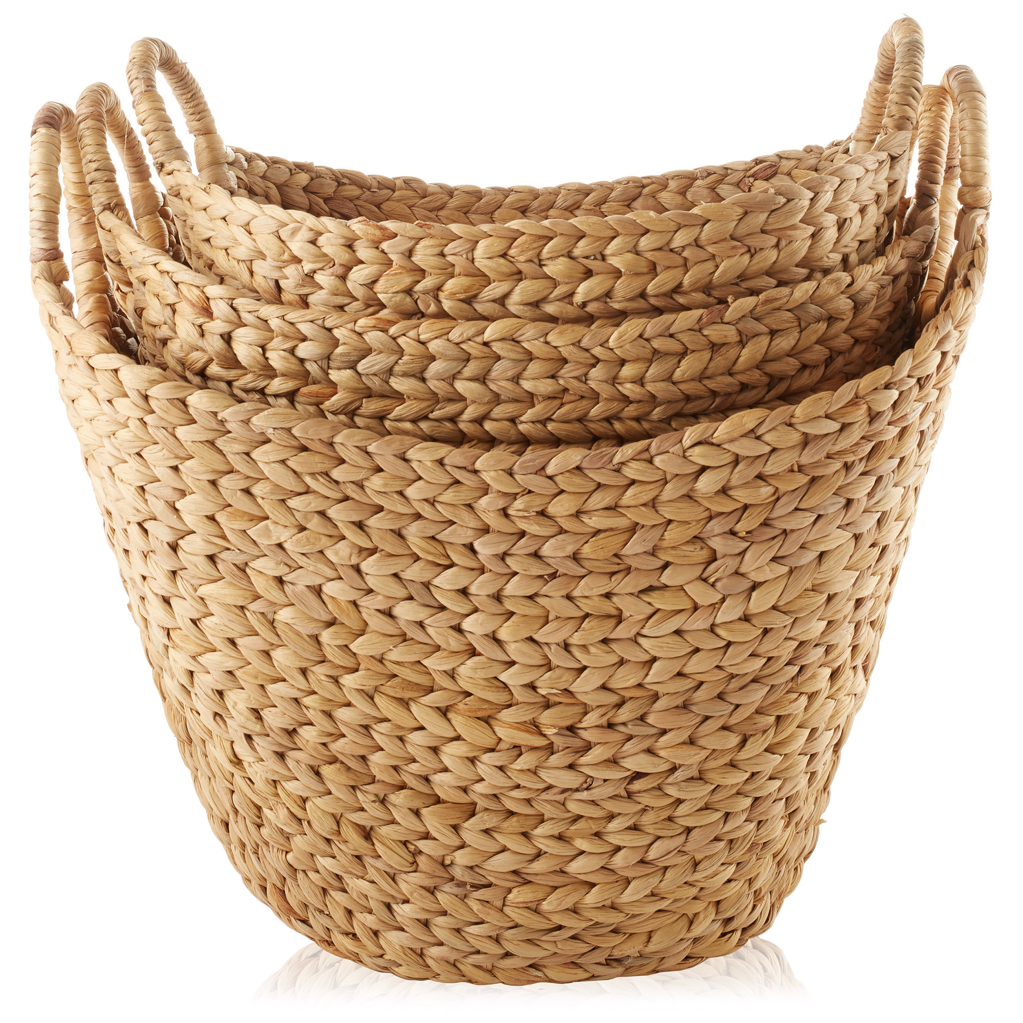 Casafield Set of 3 Baskets with Handles, Woven Hyacinth Storage for ...