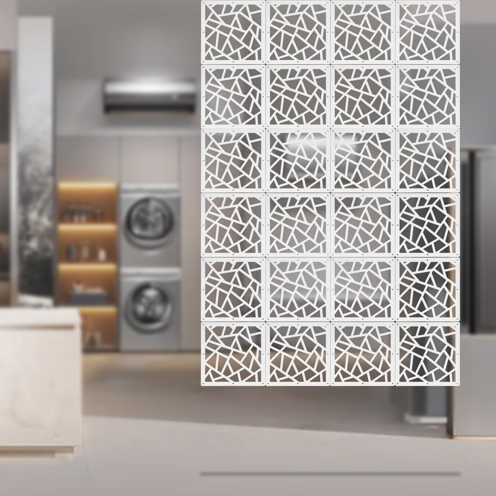 24Pcs Privacy Screen Panels, Decorative Wall Screen Panels,Hanging Room Divider Decorative Thick Wall Screen Panels Floral Carving Pattern Hollow Out Design