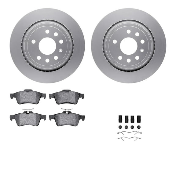 Dynamic Friction Company Rear Geospec Brake Rotors with 5000 Advanced Brake Pads includes Hardware 4512-65044