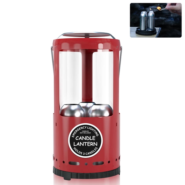 Farol con forma de vela, equipo de acampada para campistas y uso de emergencia, sin velas (rojo)