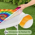 thumbnail image 5 of Colorful Rainbow Tie Dye Spiral Pattern Round Fitted Tablecloth with Elastic Edge,Dining Table Cover Waterproof,Outdoor Round Tablecloth for Camping,Dining,Indoor and Outdoor, 5 of 7
