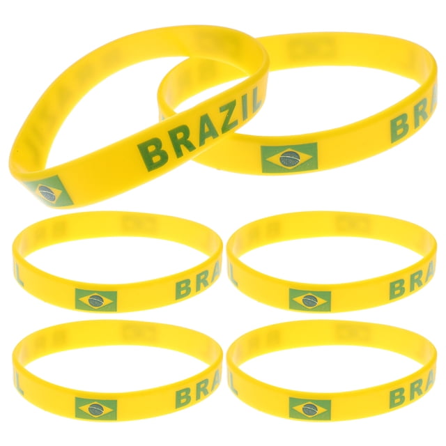 6pcs bandera de país impreso pulsera chic silicona deportes deportes pulsera pulsera para deportes juego de fútbol (estilo aleatorio)
