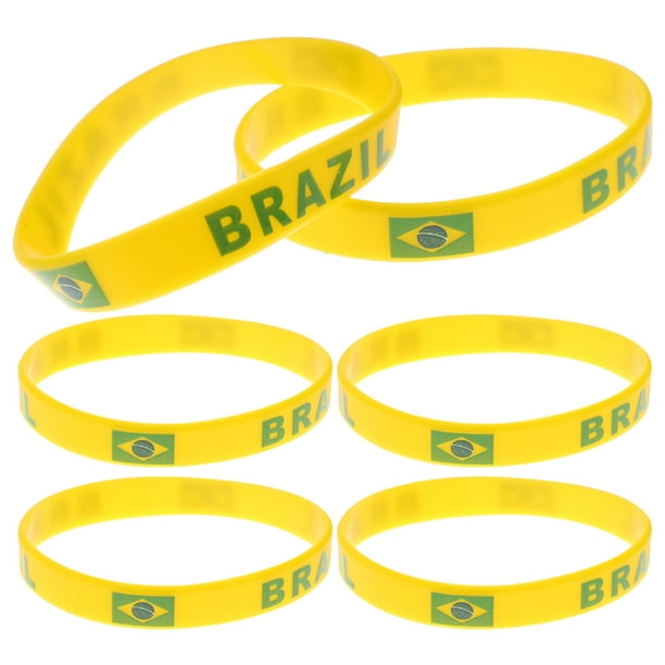 6pcs bandera de país impreso pulsera chic silicona deportes deportes pulsera pulsera para deportes juego de fútbol (estilo aleatorio)