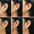 thumbnail image 2 of JeenMata Juego de 6 Pendientes de Aro con Textura en Paquete Múltiple Bañados en Oro Amarillo, 2 of 5