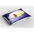 thumbnail image 2 of Ambesonne Moon Pillow Sham 2 Pack, Boy Sky Greeting, 30"x20", Indigo Yellow White, 2 of 3
