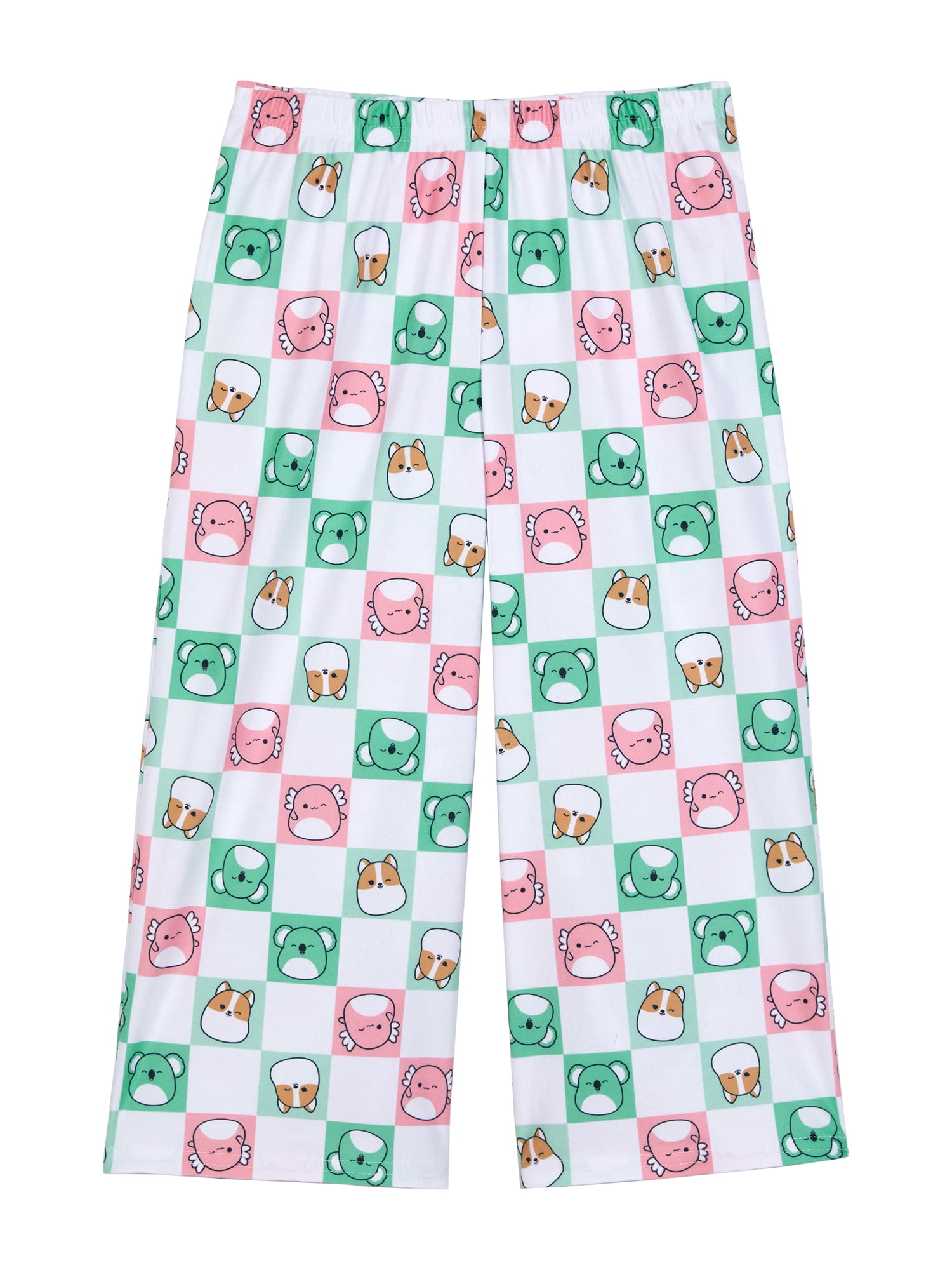 Squishmallows Girls Short Sleeve Snug Fit Sleep Top and Pants Pajama Set, 2-Piece, Sizes 4-10