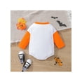 thumbnail image 3 of Bagilaanoe Newborn Baby Girl Halloween Rompers Pumpkin Letter Spider Web Print Long Sleeve Bodysuit 6M 9M 12M 24M Infant Loose Fit One Piece Jumpsuit, 3 of 9