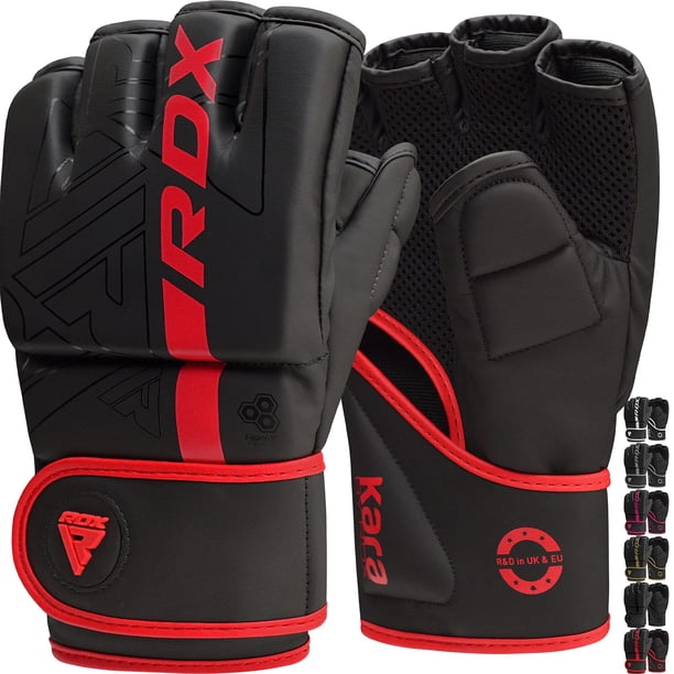 Guantes de artes marciales mixtas RDX Grappling Sparring, medio dedo, piel maya