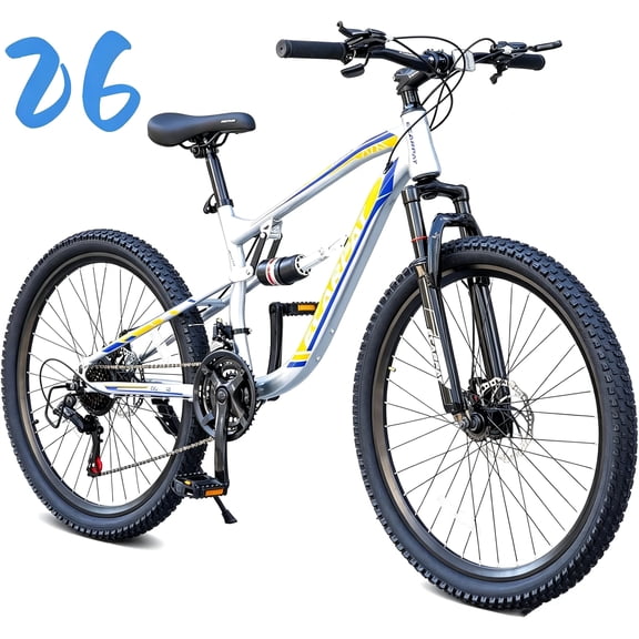 Ambifirner 26" Mountain Bike for Men, 21-Speed Commuter Bicycle with High-Strength Frame, Disc Brakes, Adjustable Seat & Comfort Grip Handle, Ideal for Road, Mountain & Urban All Terrain
