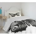 thumbnail image 4 of Ambesonne Black and White Quilted Bedspread Set 2 Pcs, Peacock Butterfly, Twin Size, Black White, 4 of 6