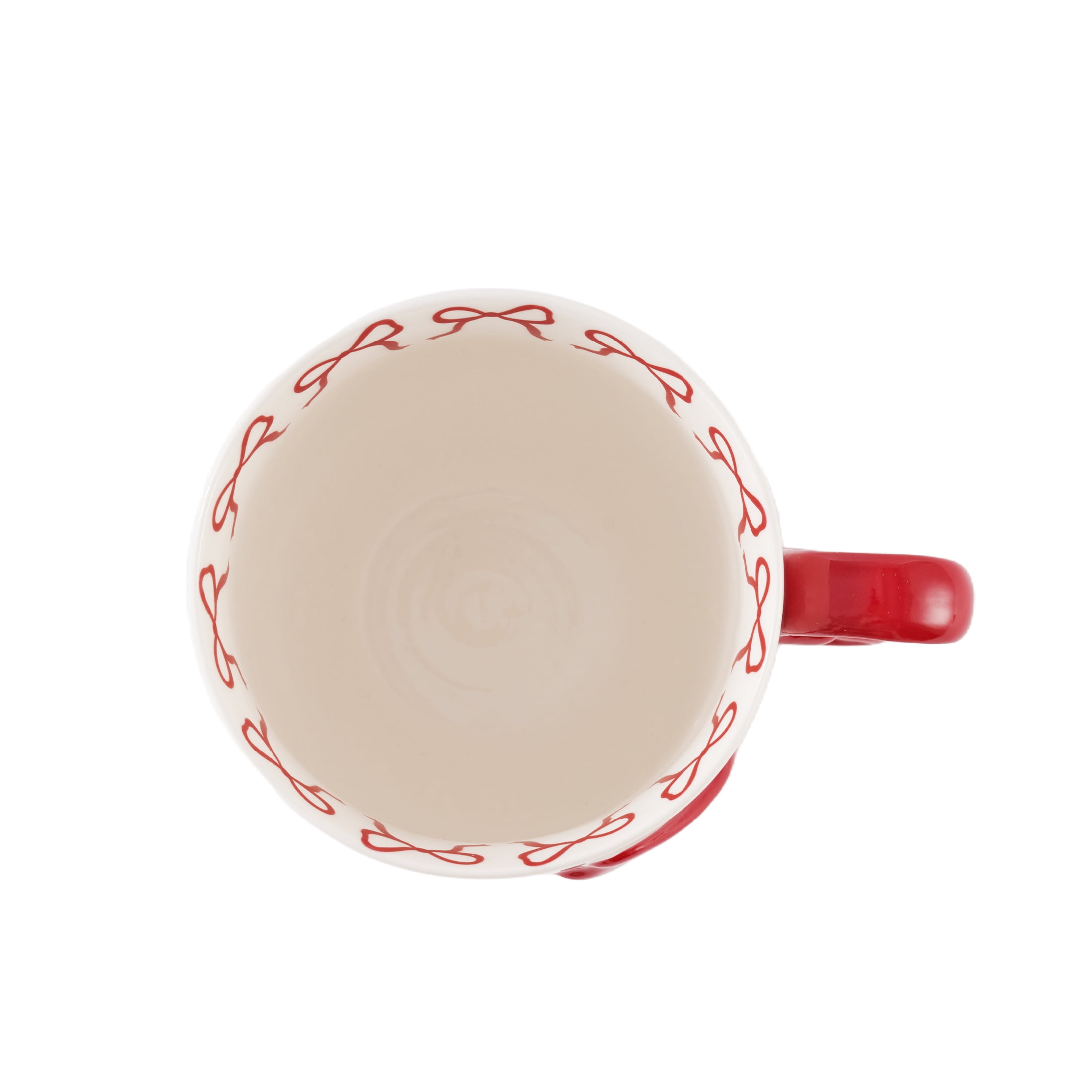 Holiday Time 14.5 Oz Red Bowl Ceramic Mug, Set of 4