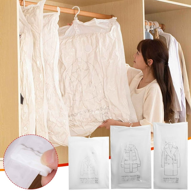 Xihbxyly Bolsas de Almacenamiento Al Vacío Colgantes, Organizador Que Ahorra Espacio, Diseño Transparente y Duradero, Protege La Ropa de Olores y Agua, Solución de Almacenamiento para Armario, Uso Pr