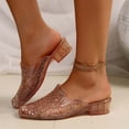 thumbnail image 2 of Ticikt Women's Jelly Sandals Slingback Bling Beach 80s 90s Retro Flat Shoes, 2 of 9