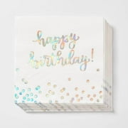 30ct Lunch Napkins Happy Birthday Iridescent